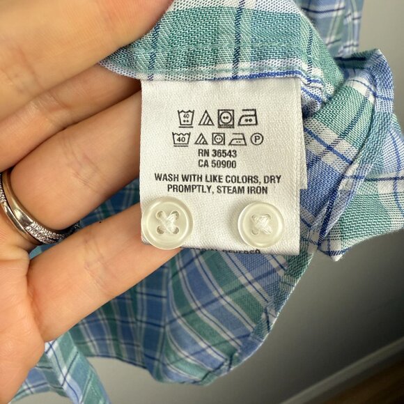 Tommy Hilfiger Men's Regular Fit THFlex Dress Shirt, Blue and Green, Size XL - Picture 7 of 8